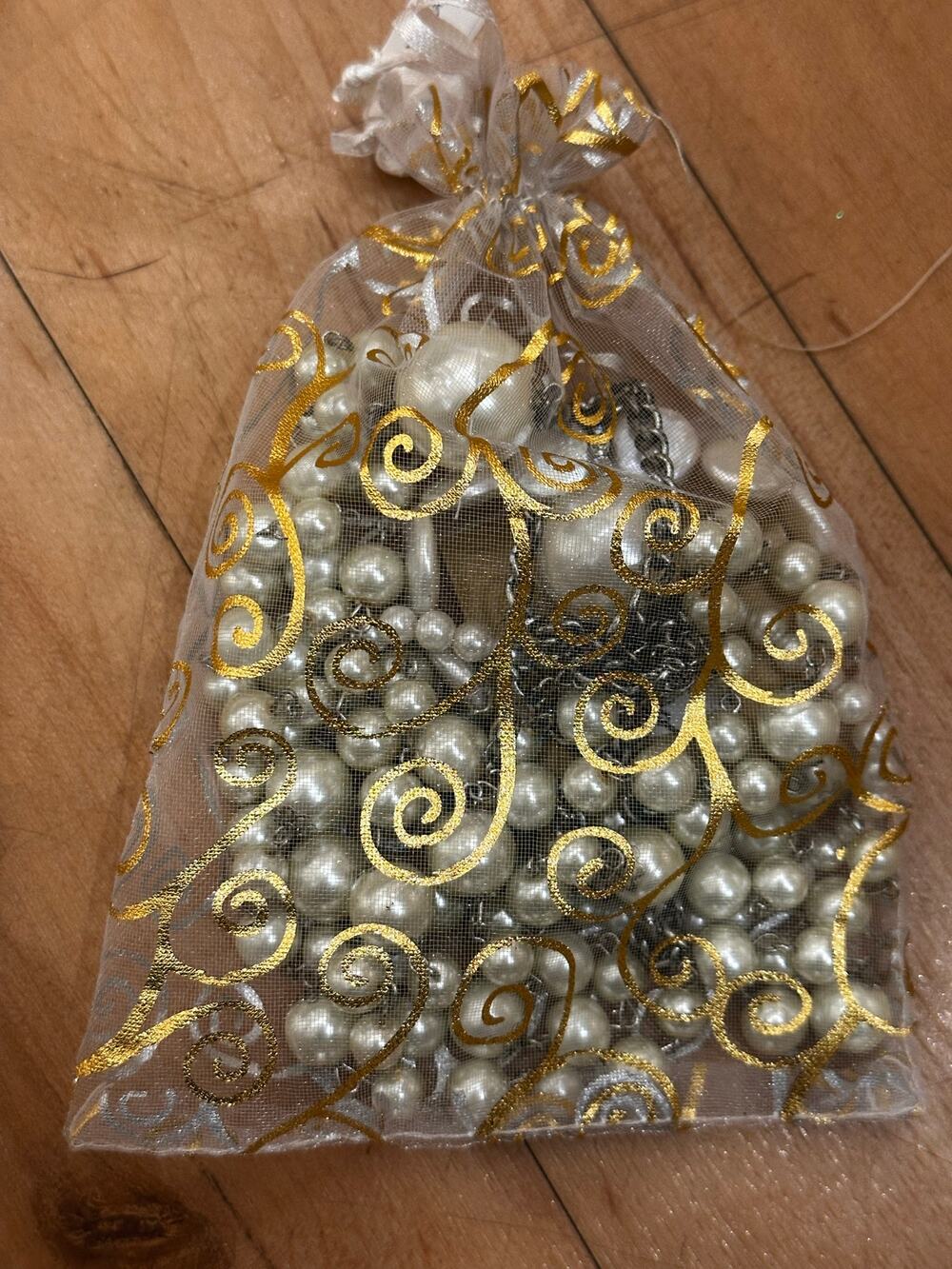 Mystery Jewelry Bag - Prom Formal Fancy Regency Silver Pearls